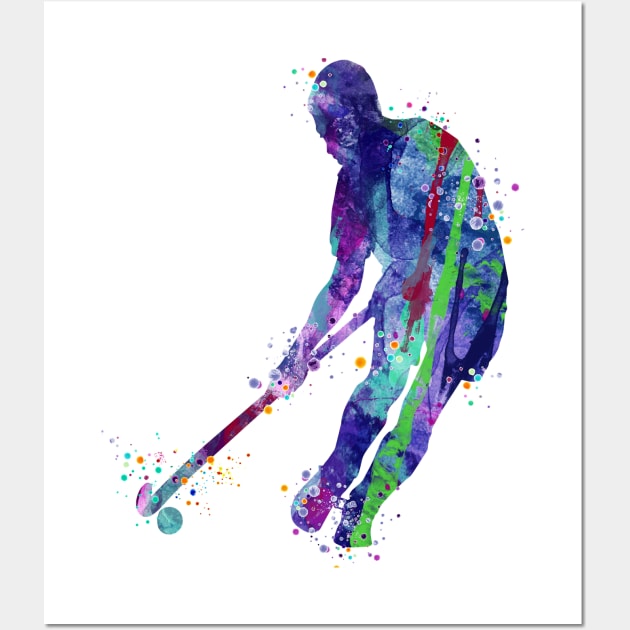 Field Hockey Player Watercolor Wall Art by LotusGifts